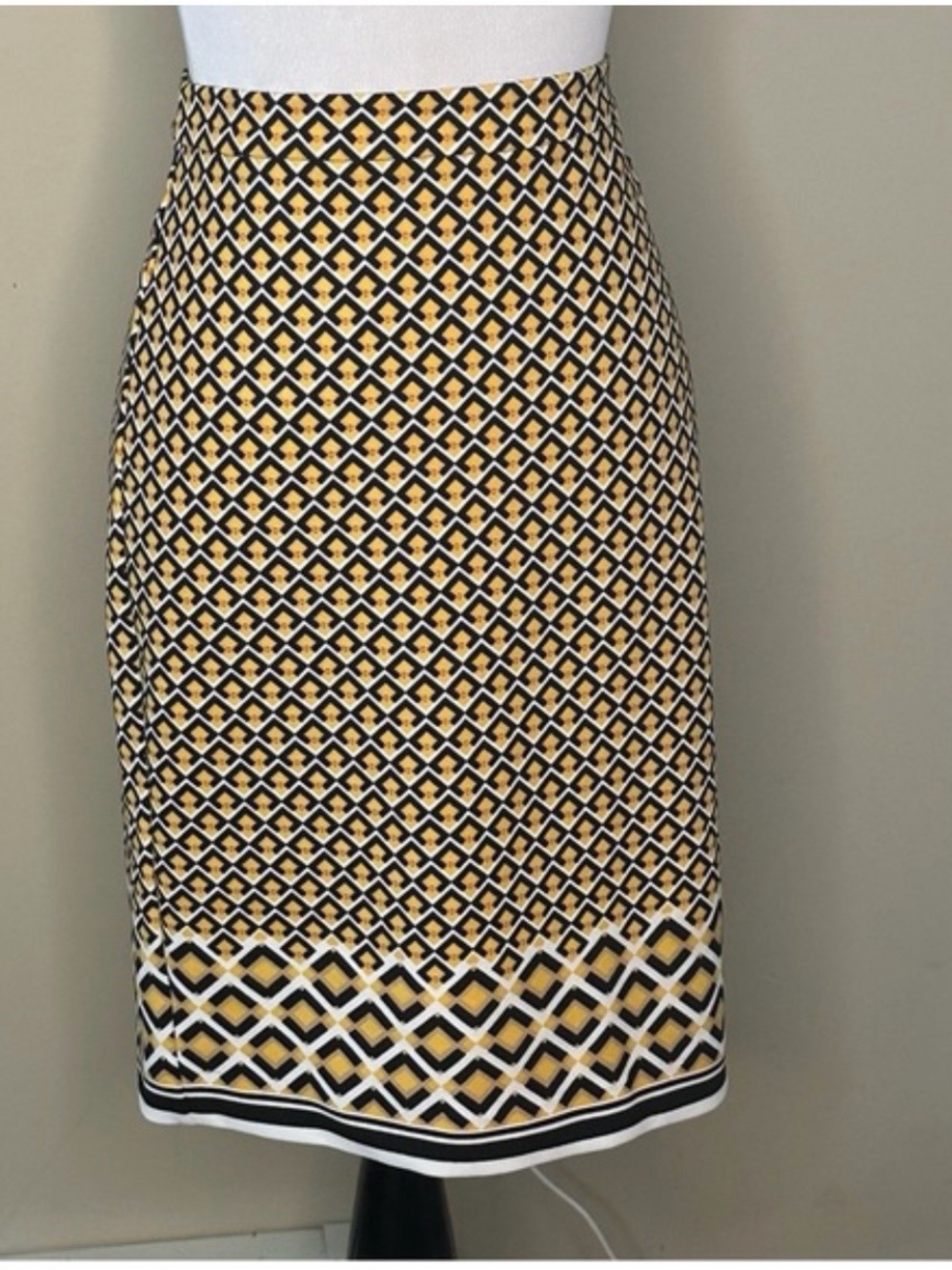Banana Republic Geometric Print Pencil Skirt - Yellow/Black